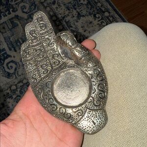 Silver Hand-Shaped Candle Holder